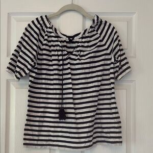 J. Crew Black and White Striped Blouse